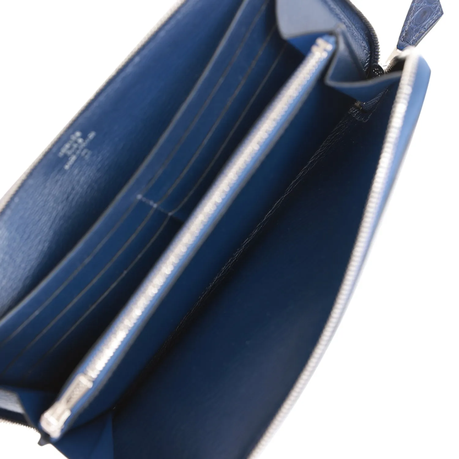 Hermes Azap Classic Wallet Bleu Saphir Matte Alligator Palladium Hardware