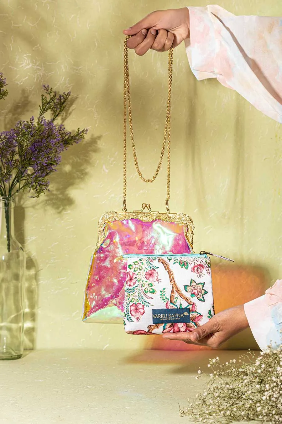 Holographic Pink Shuruq Clutch & Pouch Set