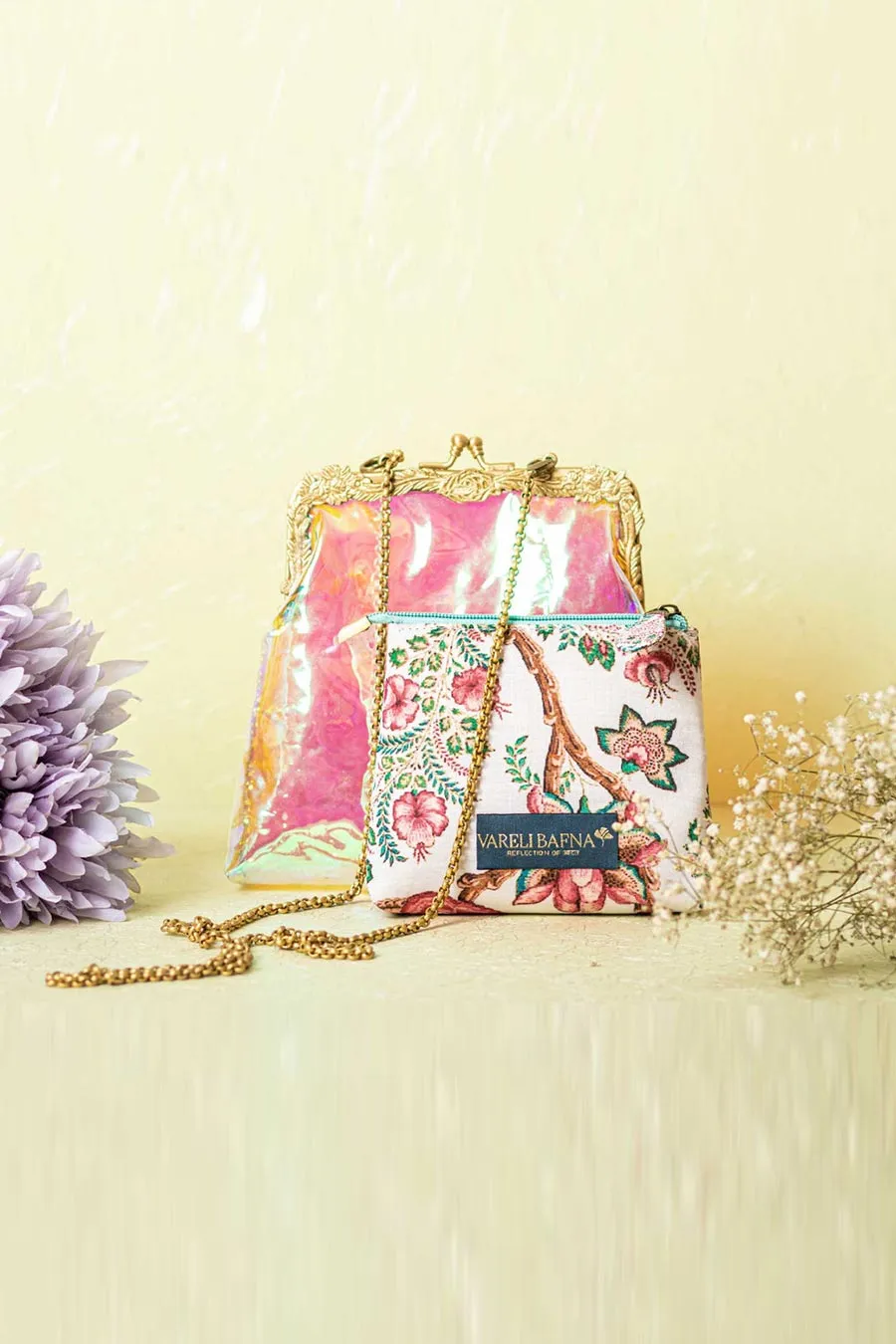 Holographic Pink Shuruq Clutch & Pouch Set