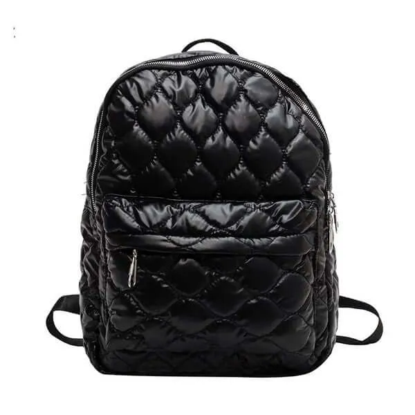 Jade Metallic Puffer Quilted Backpack
