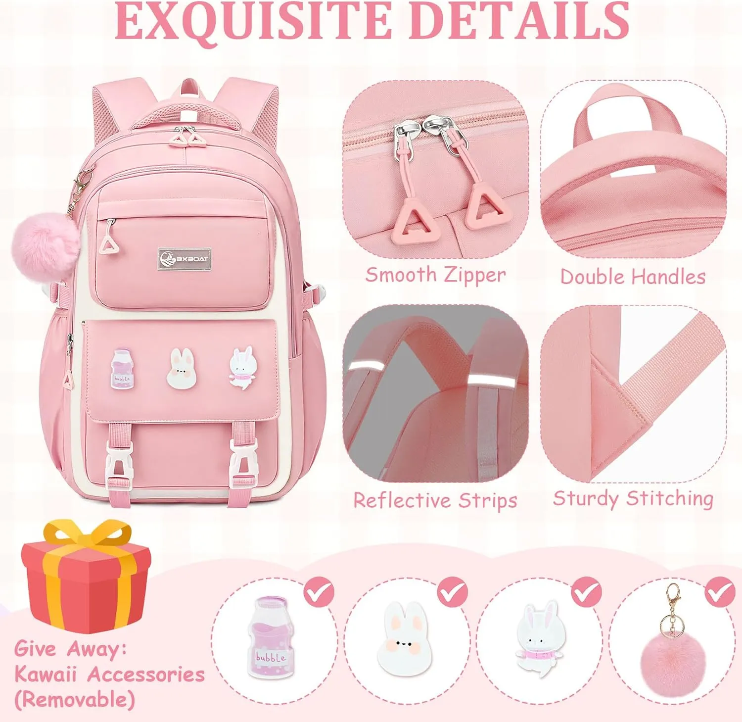 Kids Backpacks for Girls - Cute Girls Backpack for Elementary, Middle and High School Students - 18" School Bookbag
