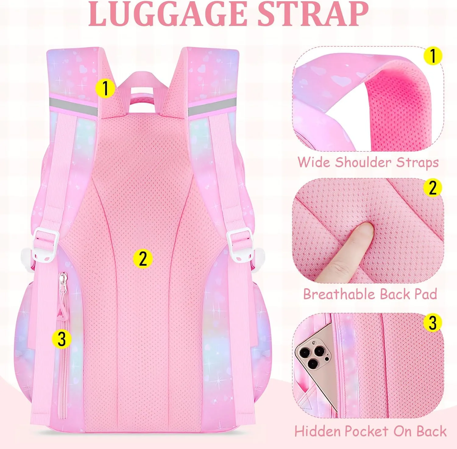 Kids Backpacks for Girls - Cute Girls Backpack for Elementary, Middle and High School Students - 18" School Bookbag