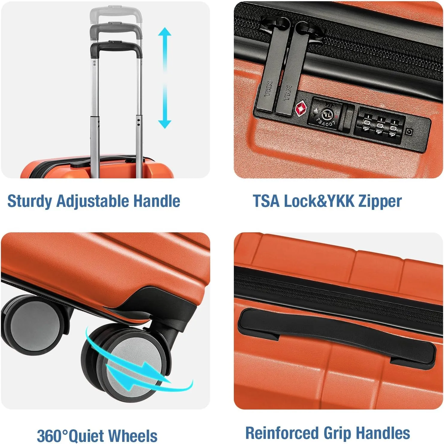 KYME Expandable Carry on Luggage with Spinner Wheels Lightweight Hardshell 22x14x9 Airline Approved Luggage PC ABS Small Carry On Suitcase with TSA Lock Travel Rolling Suitcase Orange
