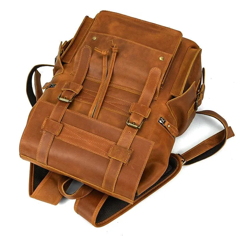 Leather Backpack Luxury Male Real Leather Travel Day Bag