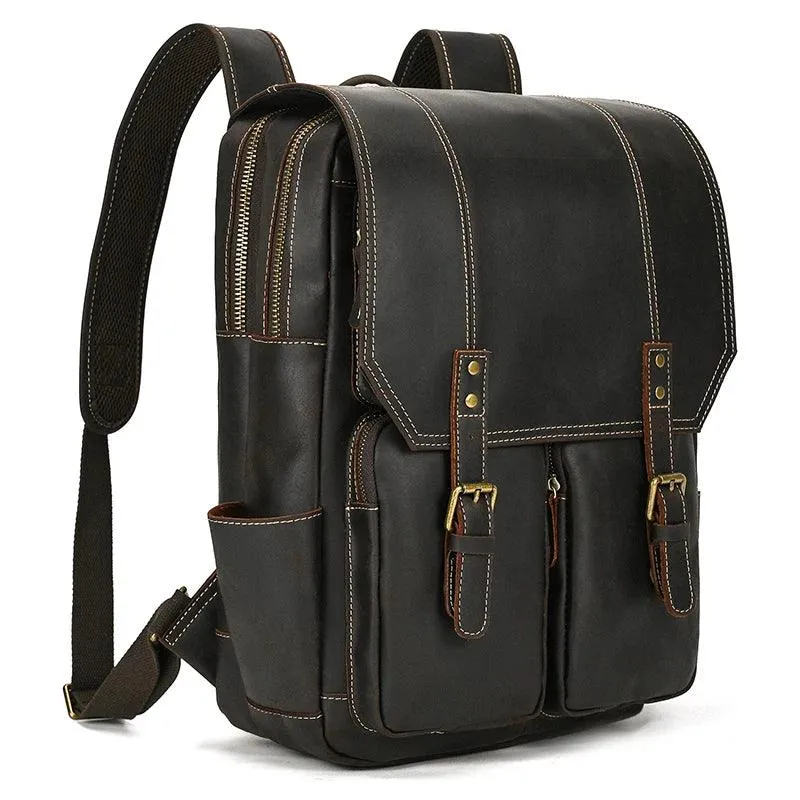 Leather Backpack Luxury Male Real Leather Travel Day Bag