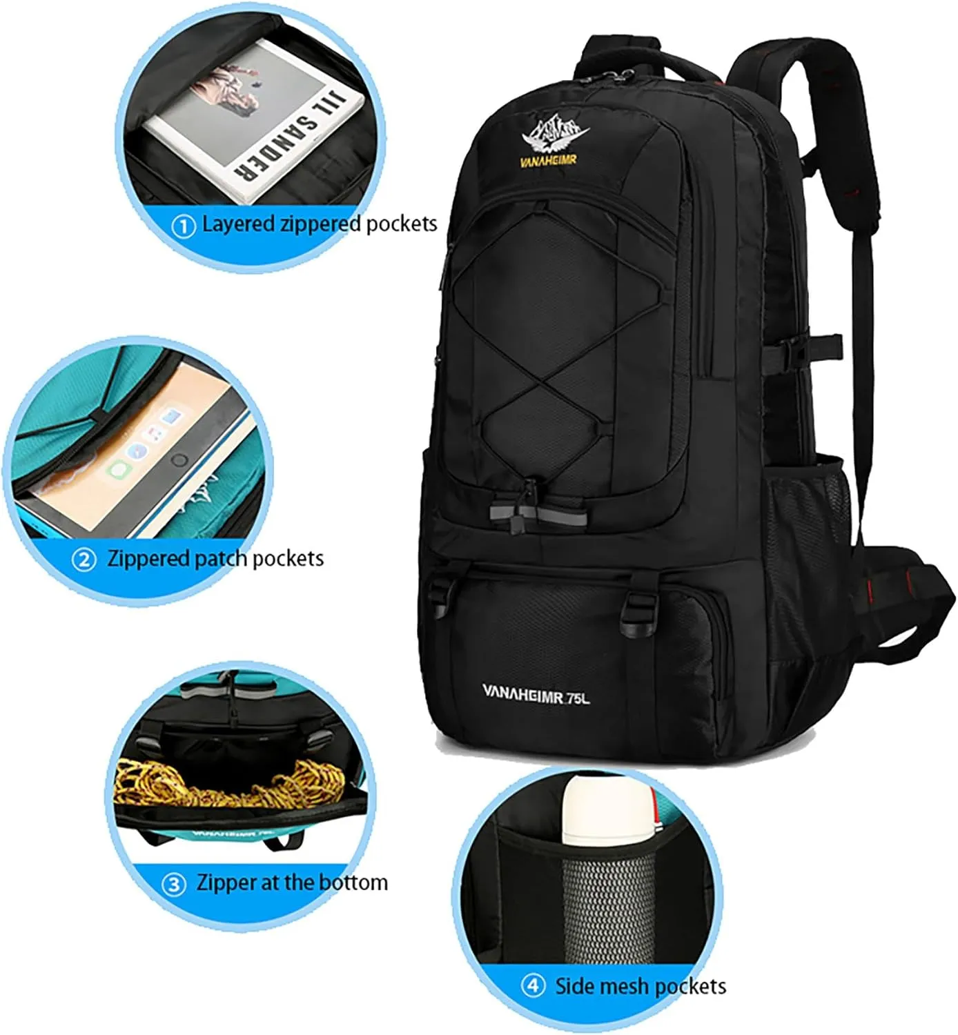 Luggage Sets 3 Piece, Hardshell Luggage, Carry On Luggage Set with TSA Lock, Luggage Sets with Spinner Wheels, Suitcases with Wheels, Luggage Set for Women, (20" 24" 28"), (Black-1)