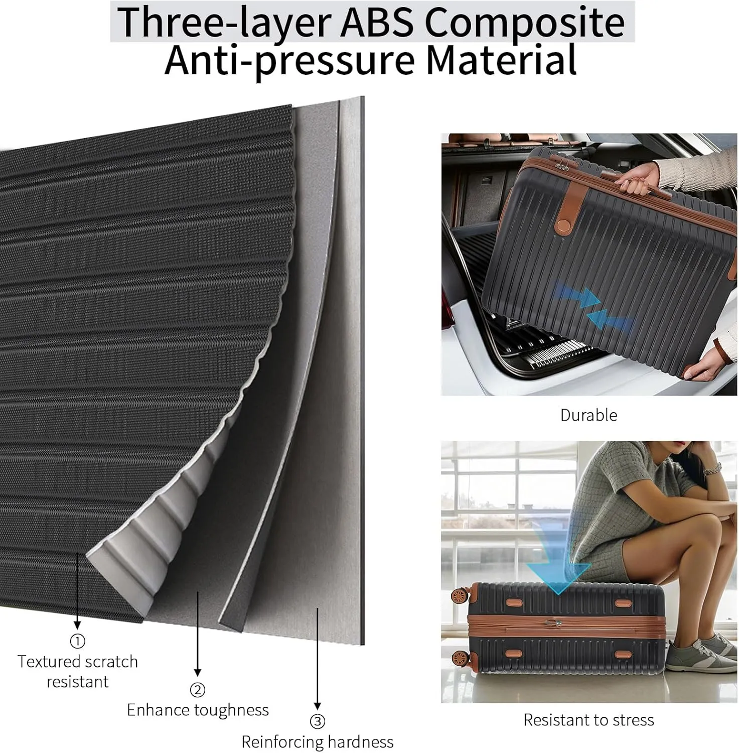 Luggage Sets 4 Piece, Expandable Hardside Carry on Suitcase Set with Spinner Wheels and TSA Lock, Lightweight ABS Rolling Luggage with Packing Cubes for Travel (Black, 4-Piece Set (16/20/24/28))