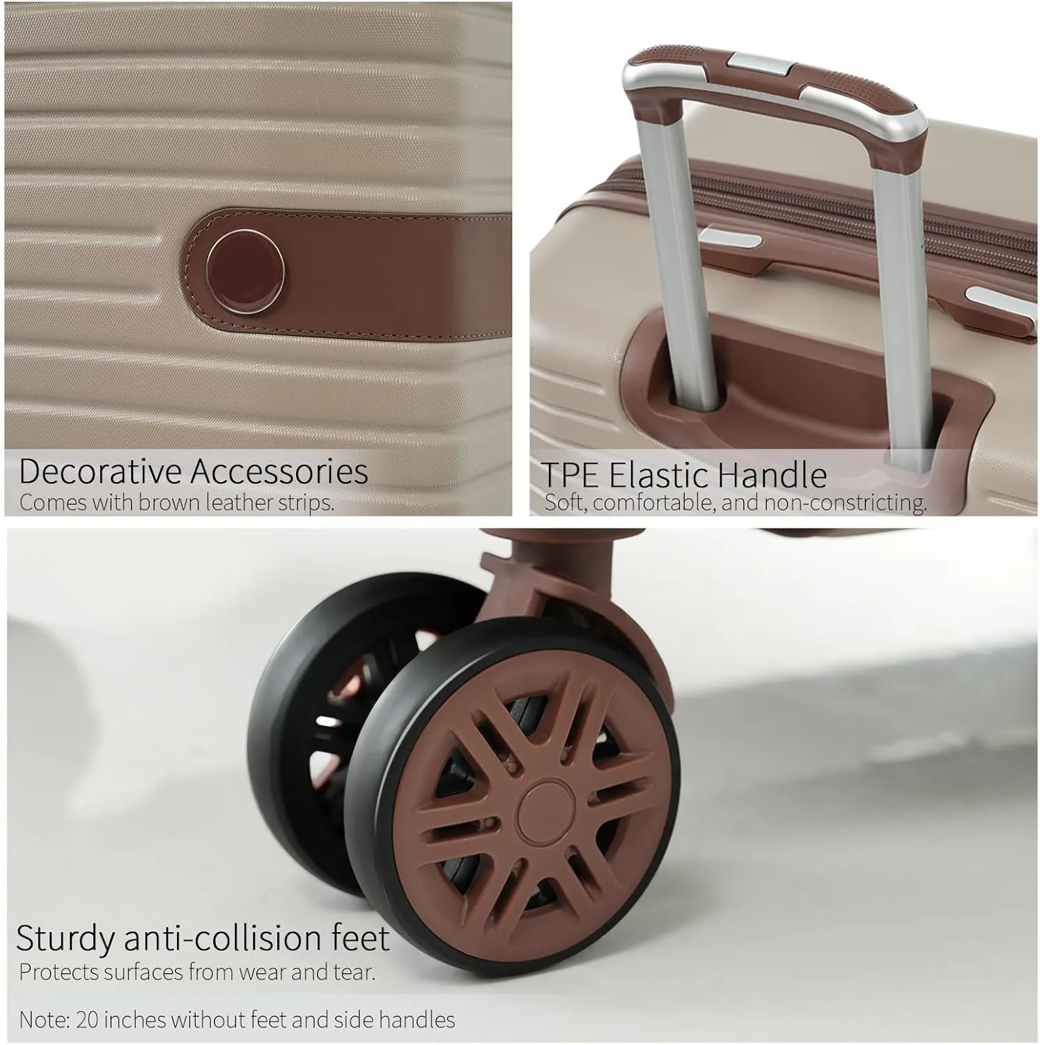 Luggage Sets 4 Piece, Expandable Hardside Carry on Suitcase Set with Spinner Wheels and TSA Lock, Lightweight ABS Rolling Luggage with Packing Cubes for Travel (Khaki, 4-Piece Set (16/20/24/28))