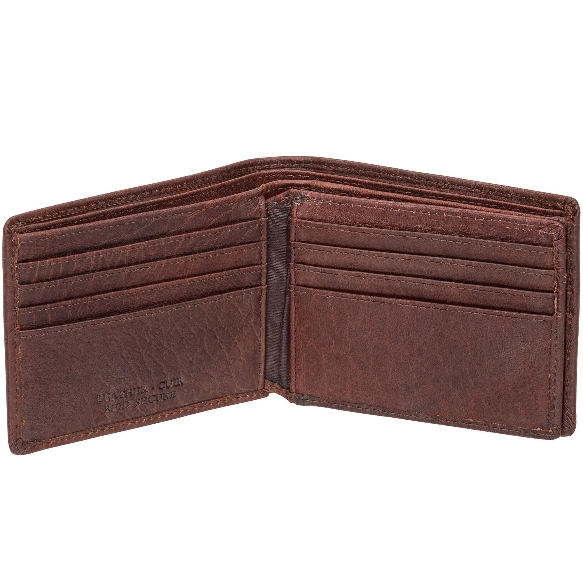 Mancini Buffalo RFID Secure Center Wing Wallet with Coin Pocket