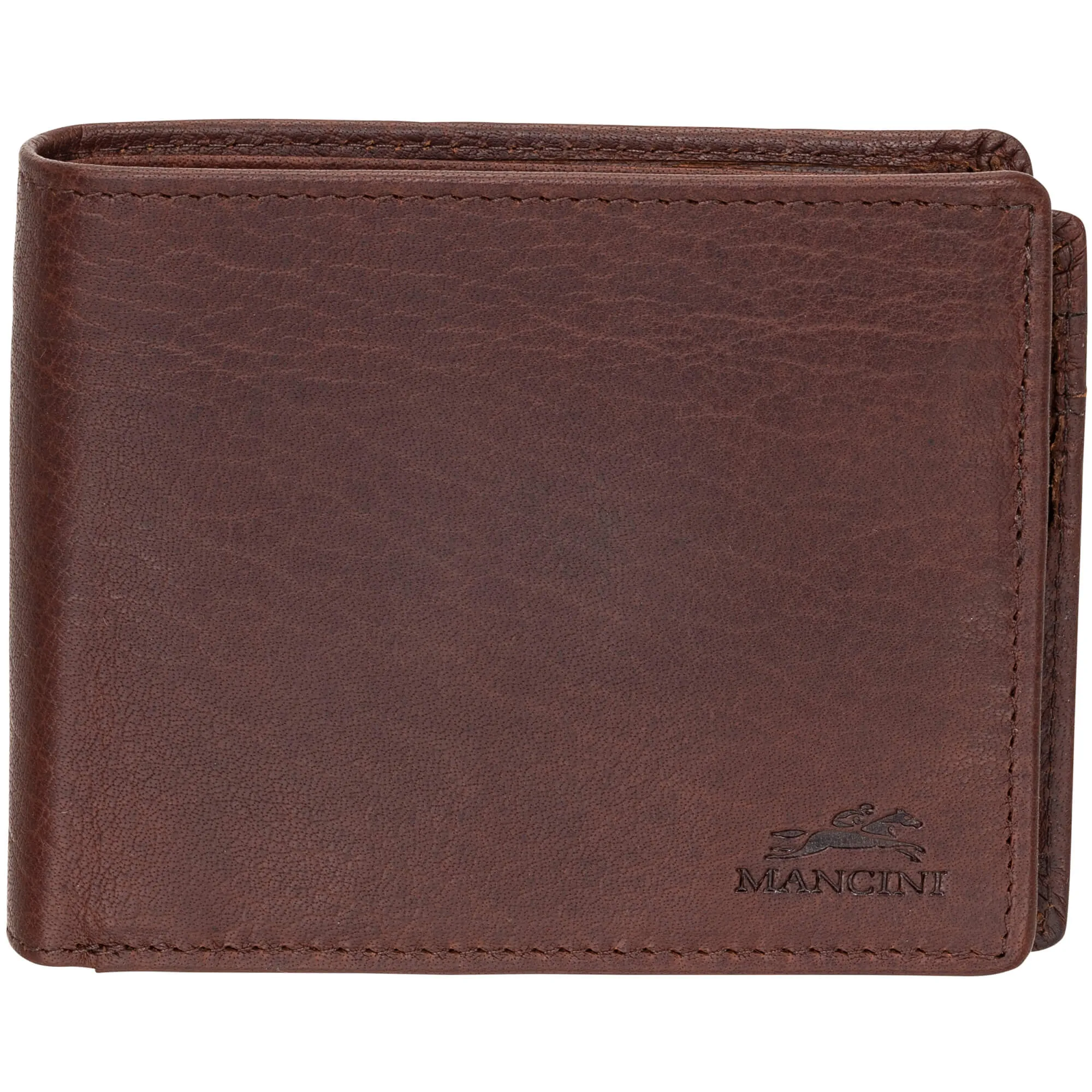 Mancini Buffalo RFID Secure Center Wing Wallet with Coin Pocket