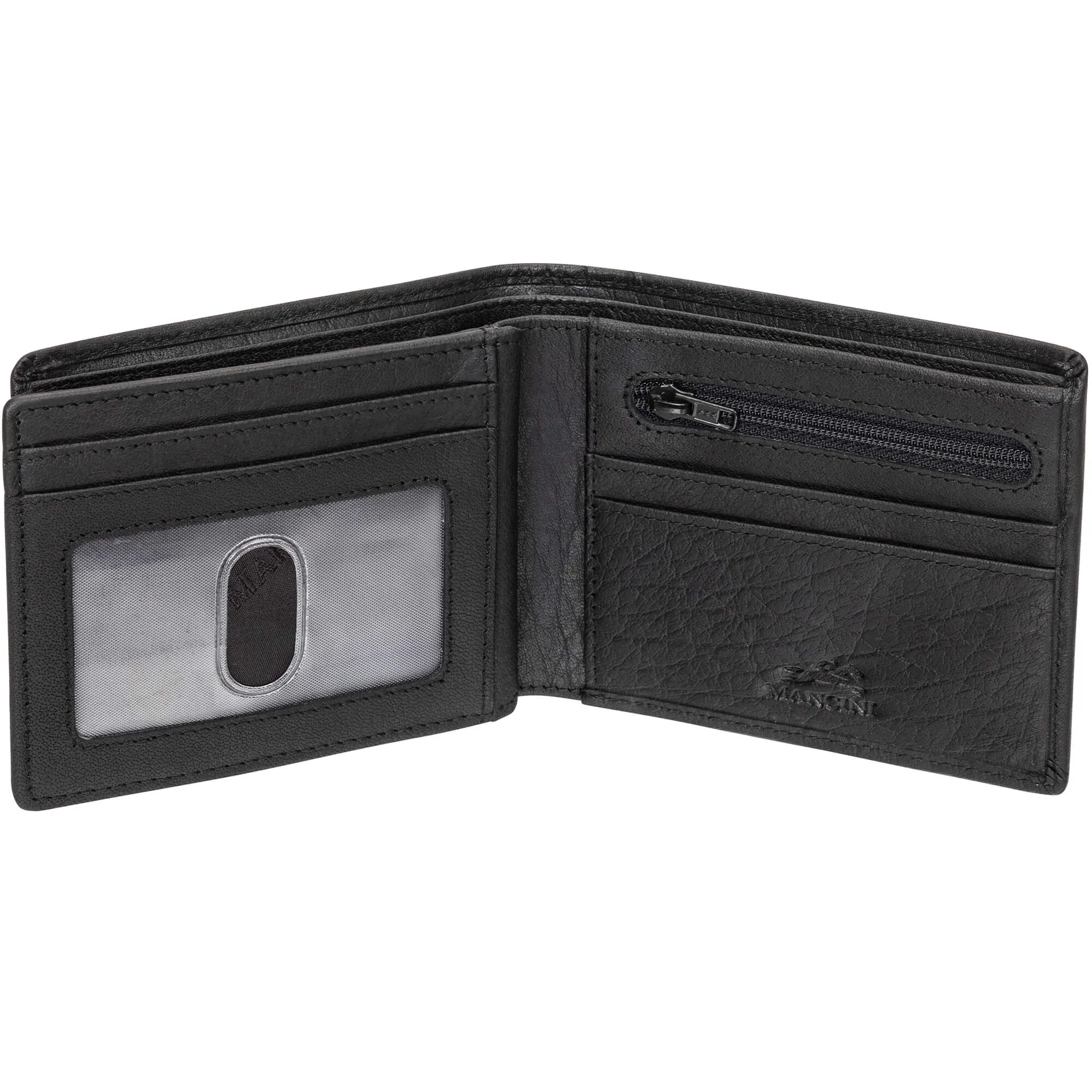 Mancini Buffalo RFID Secure Center Wing Wallet with Coin Pocket