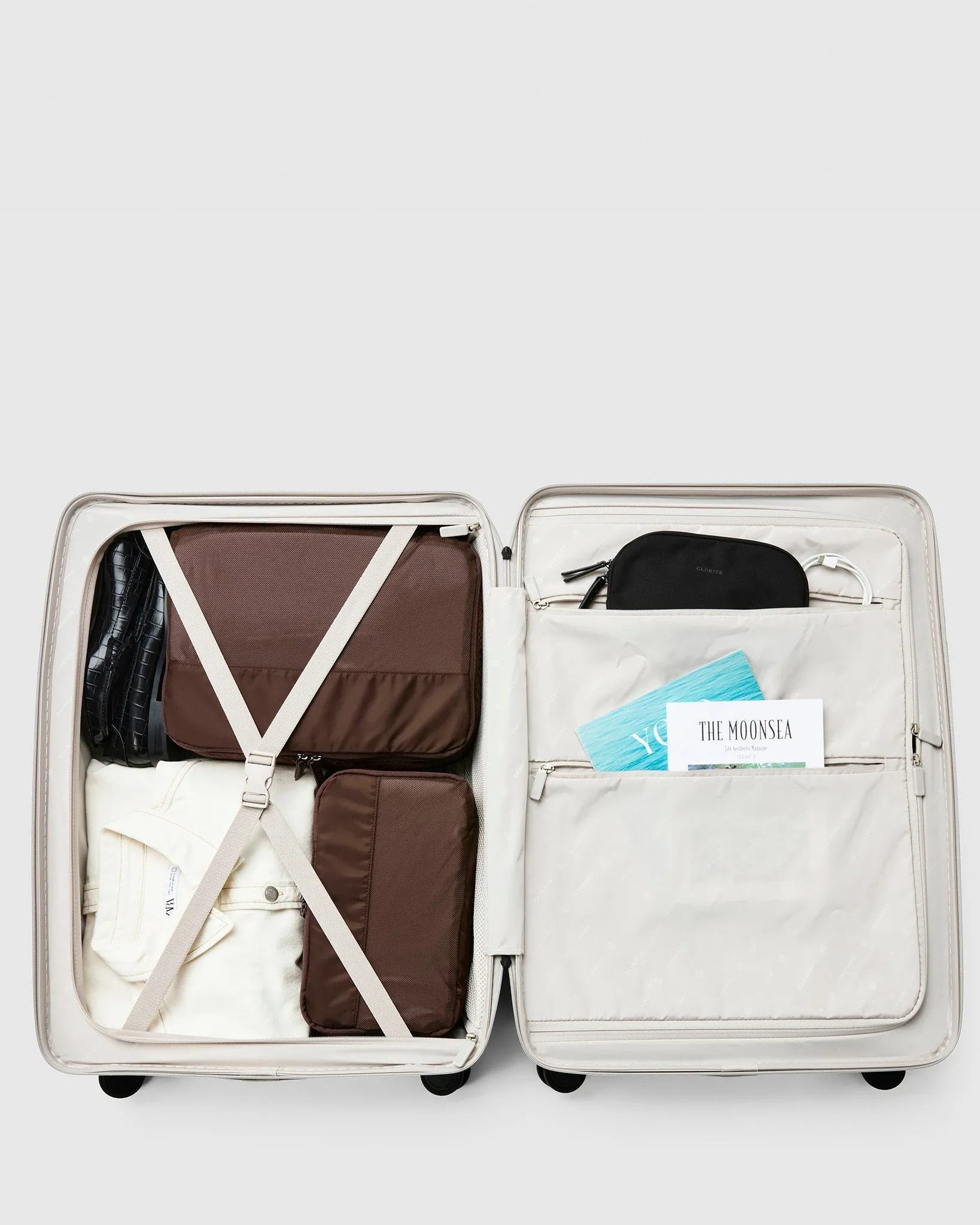 Medium Check In Suitcase - Moonbeam Beige