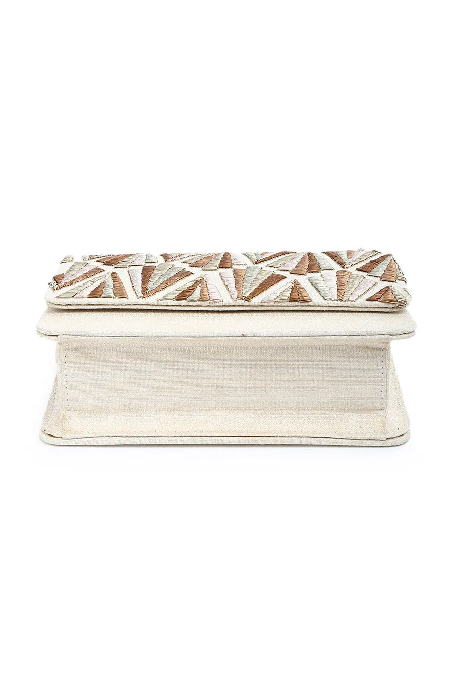 Off-White Embroidered Clutch
