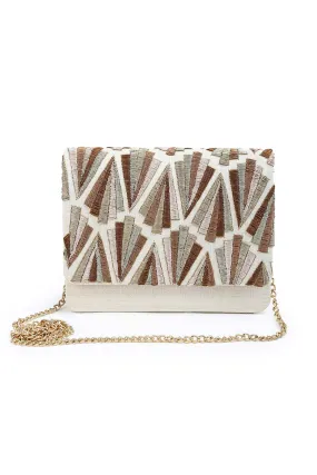 Off-White Embroidered Clutch