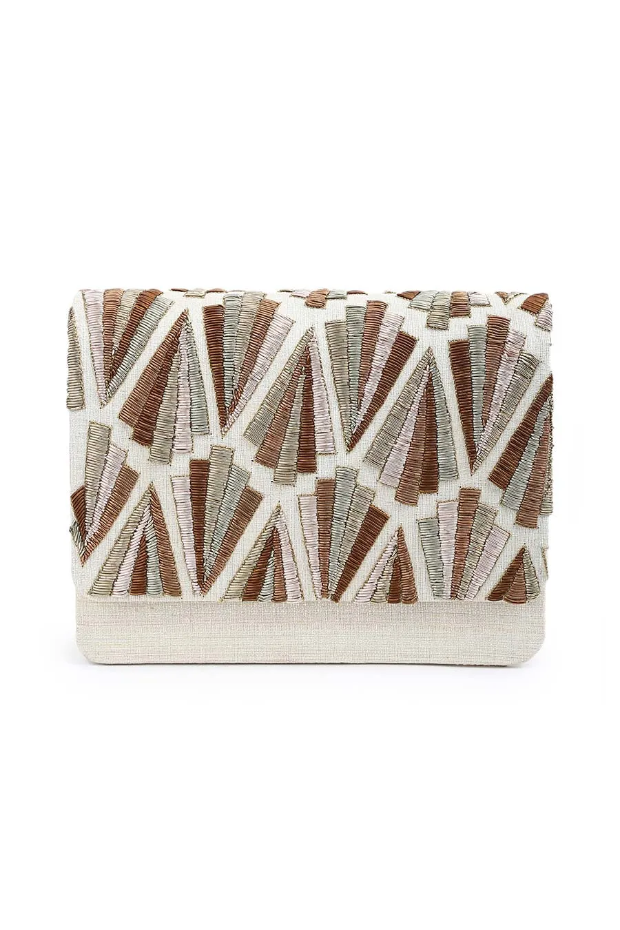 Off-White Embroidered Clutch