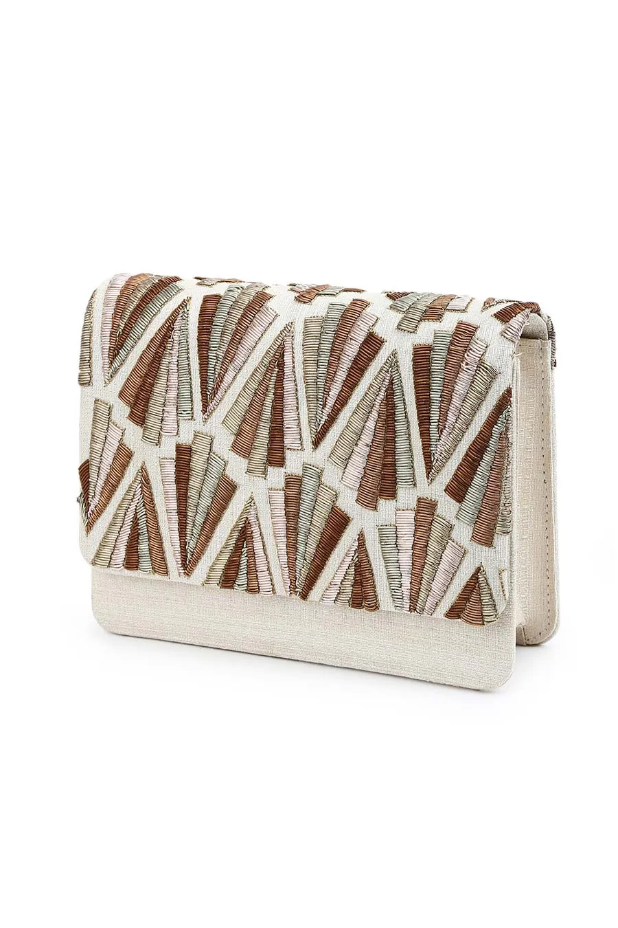 Off-White Embroidered Clutch