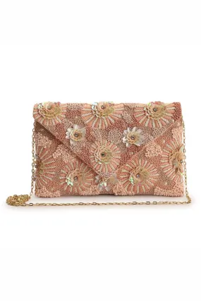 Peach Noon Hand-Embroidered Clutch