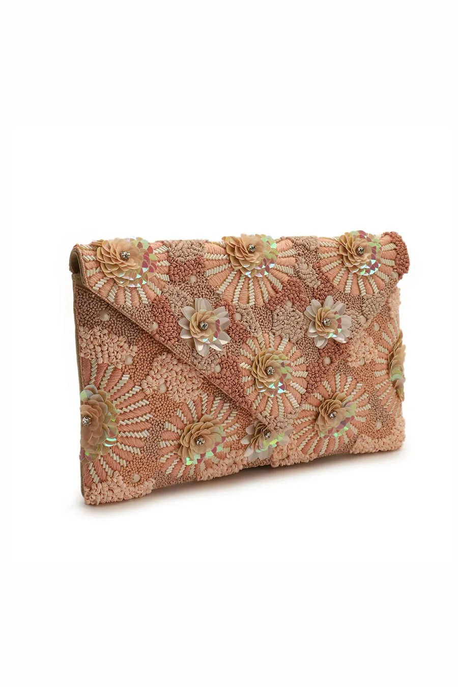 Peach Noon Hand-Embroidered Clutch