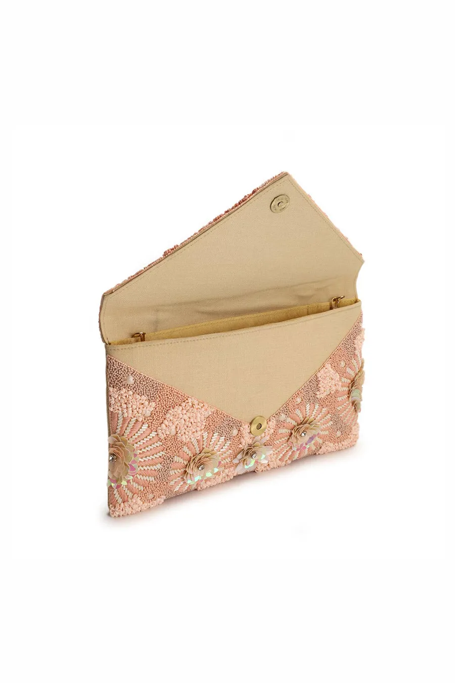 Peach Noon Hand-Embroidered Clutch