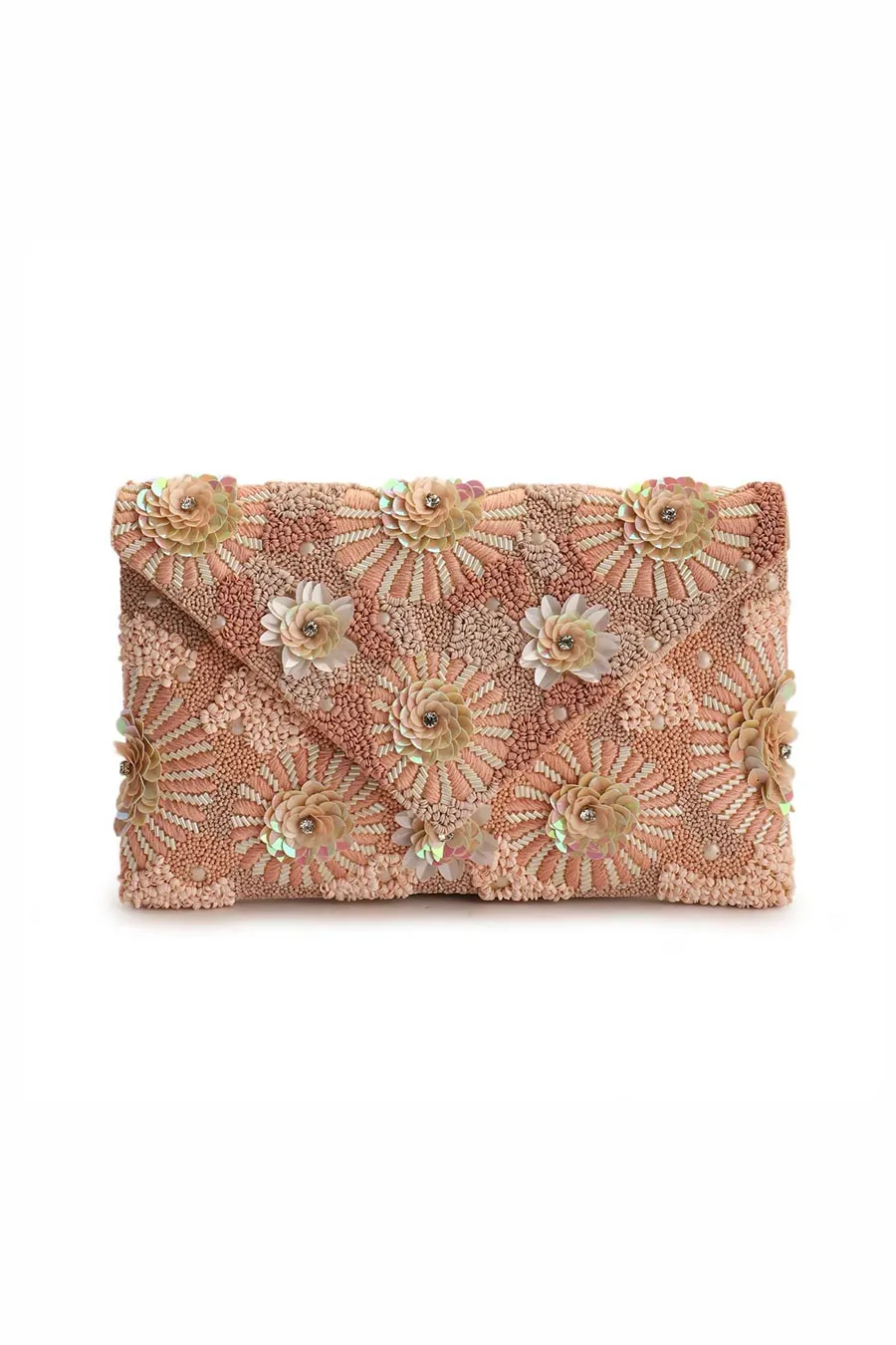 Peach Noon Hand-Embroidered Clutch