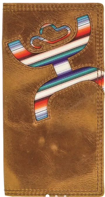 "Hooey Original" Laser Cut Hands-Up Hooey Logo Rodeo Wallet with Sunset Serape Print Inlay