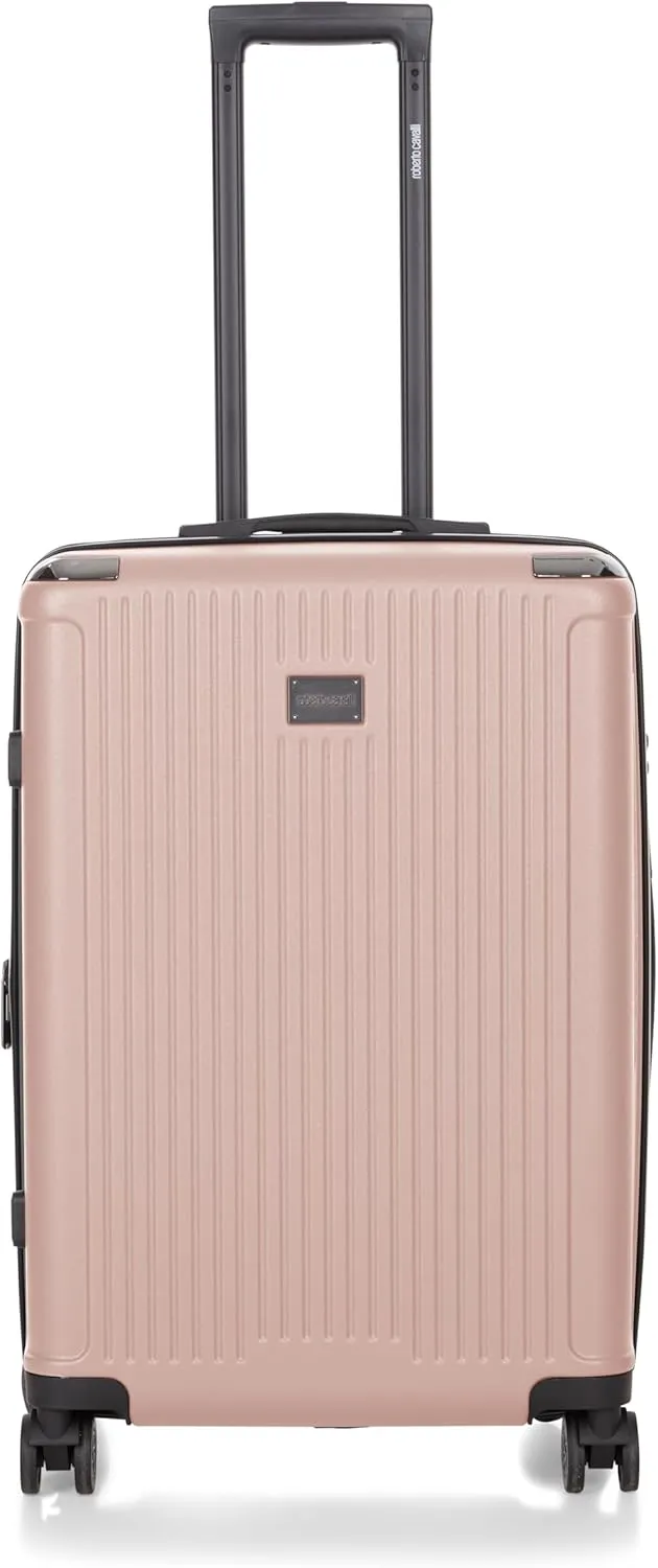 ROBERTO CAVALLI YUMA Luxury 3 Piece Luggage Set, Expandable Hard Shell Suitcases with 8 Spinner Wheels, Combination Lock Large Suitcase Set for Men and Women -Pink