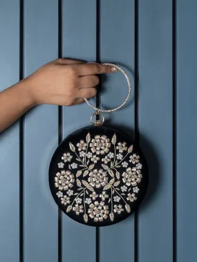 Shalimar Black Hand Embroidered Clutch