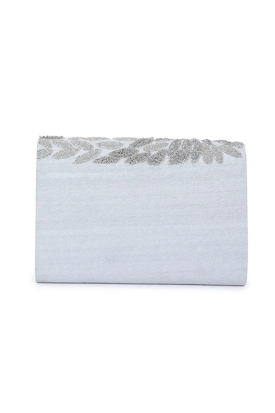 Silver Sizzle Hand-Embroidered Clutch