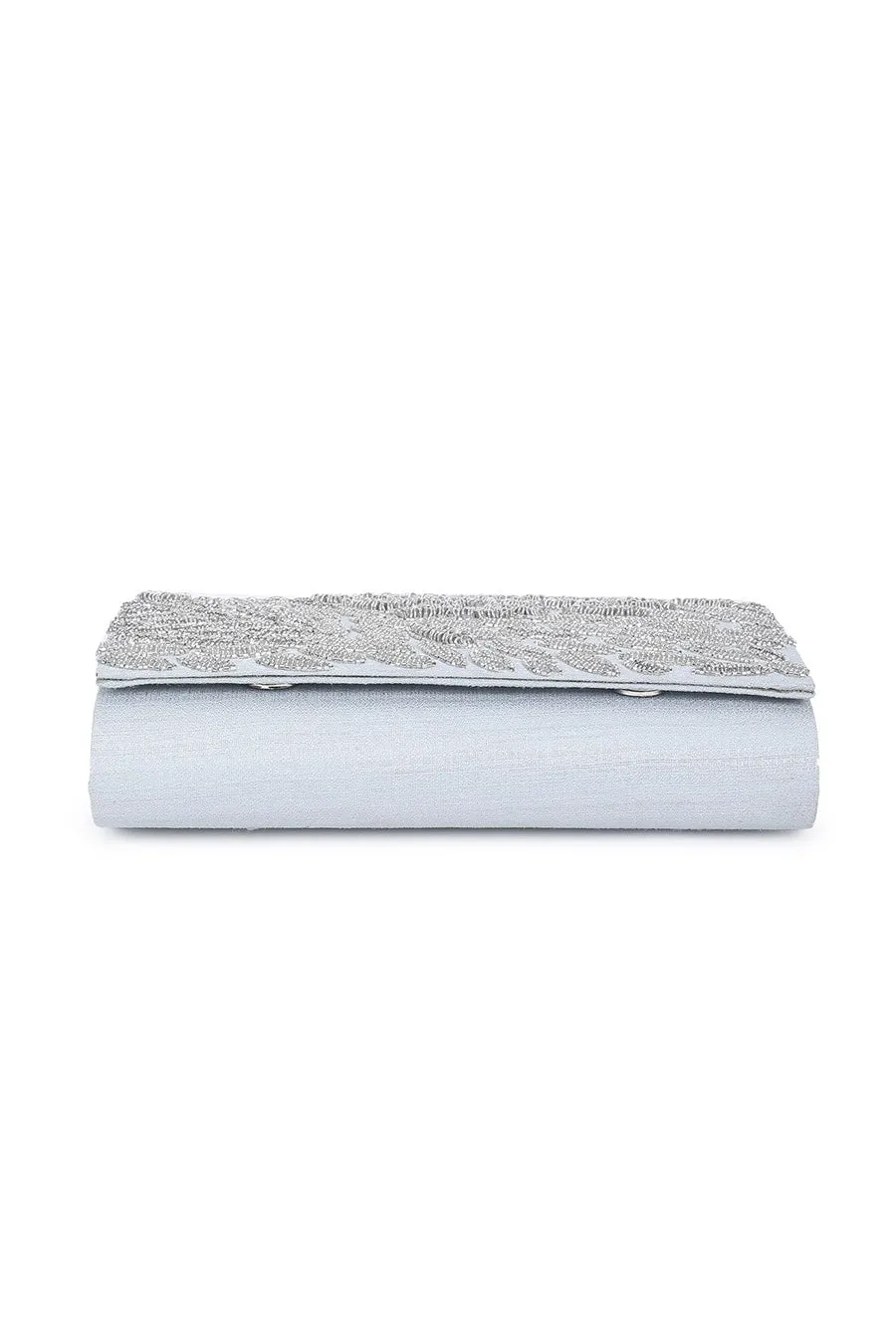 Silver Sizzle Hand-Embroidered Clutch