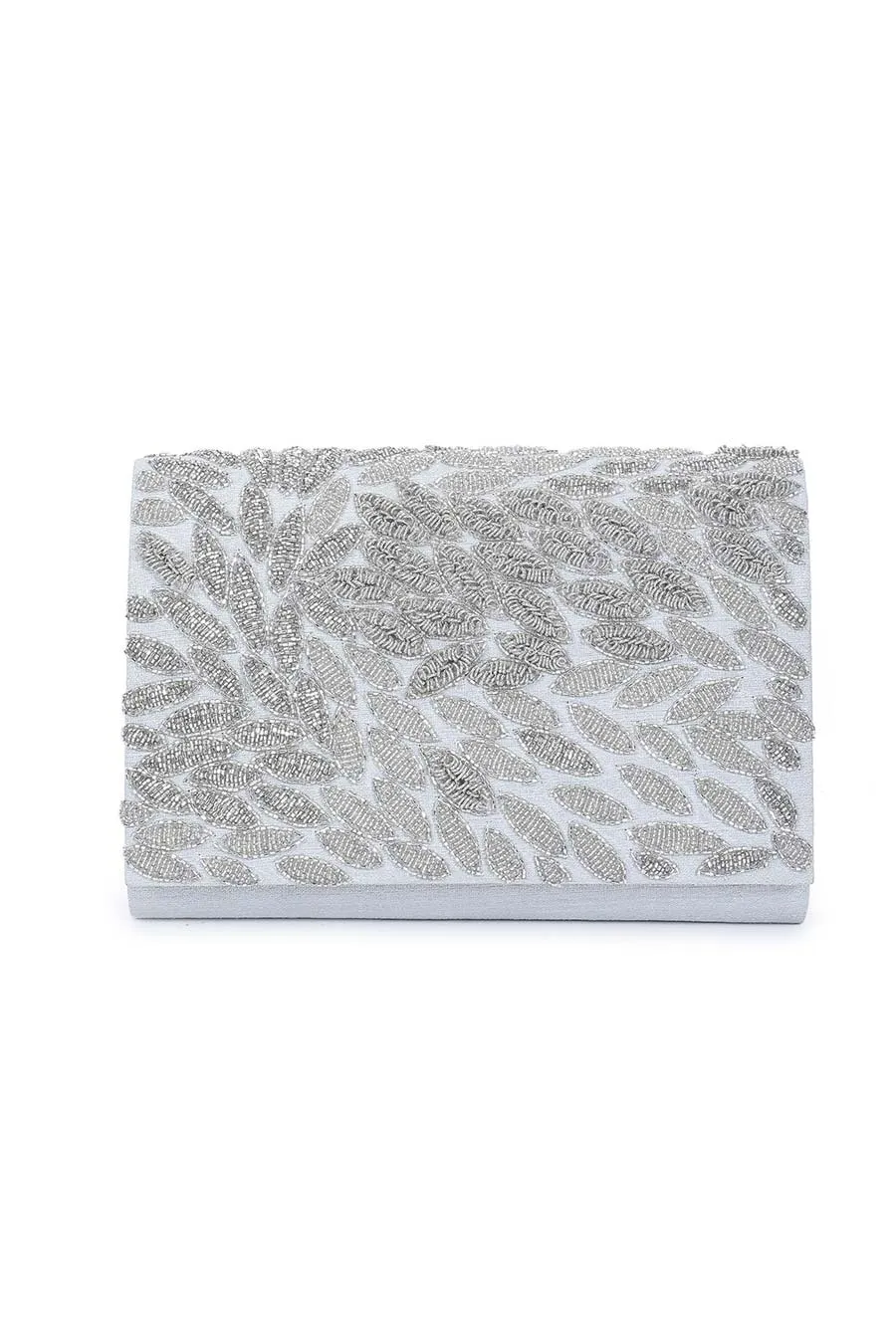 Silver Sizzle Hand-Embroidered Clutch