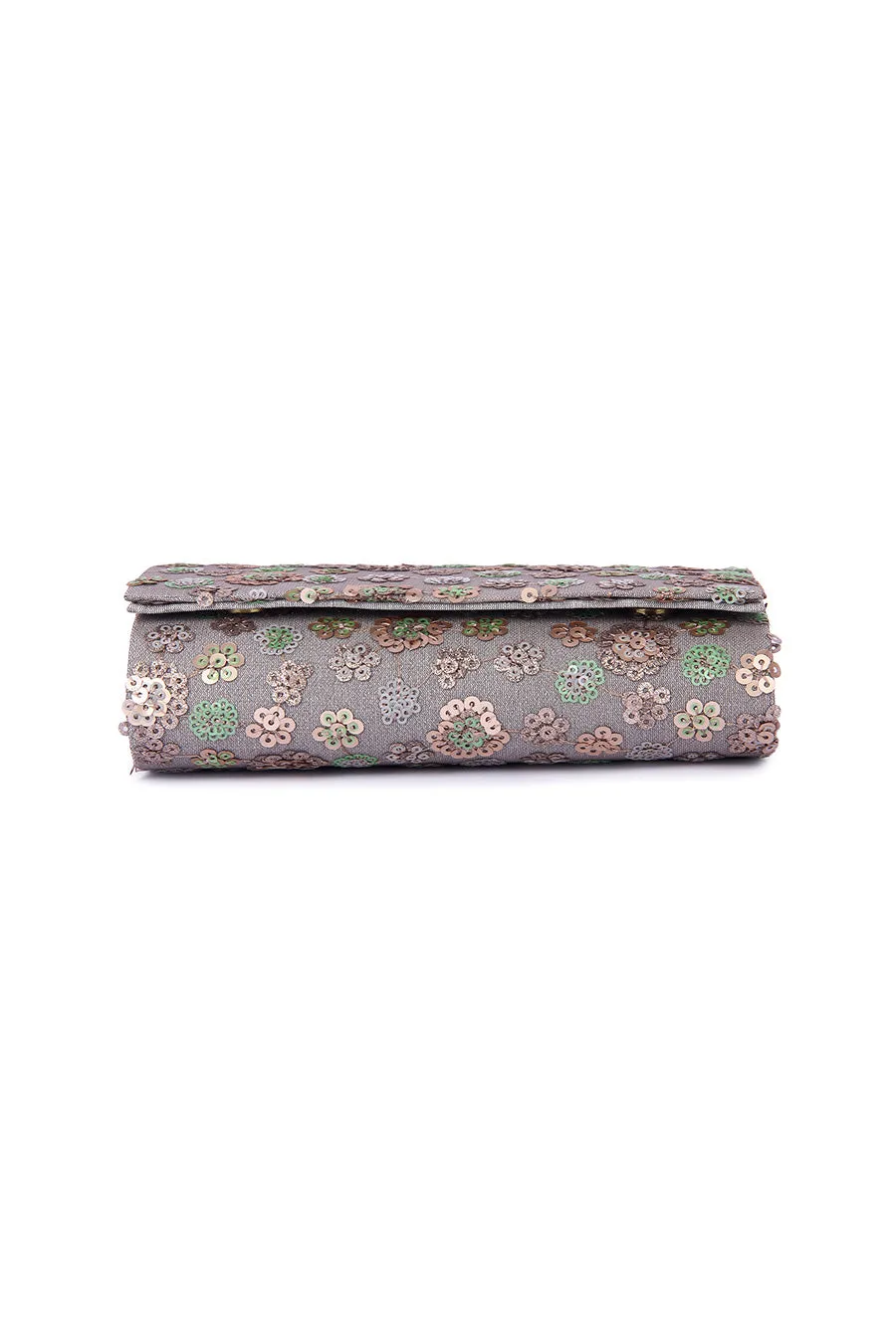 Silver Zeen Embroidered Clutch