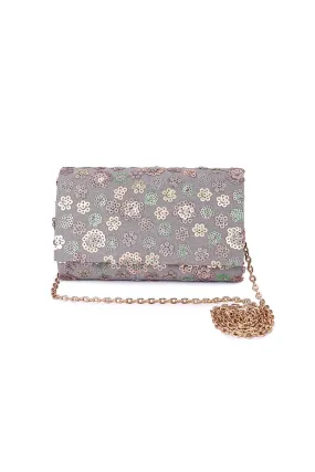 Silver Zeen Embroidered Clutch