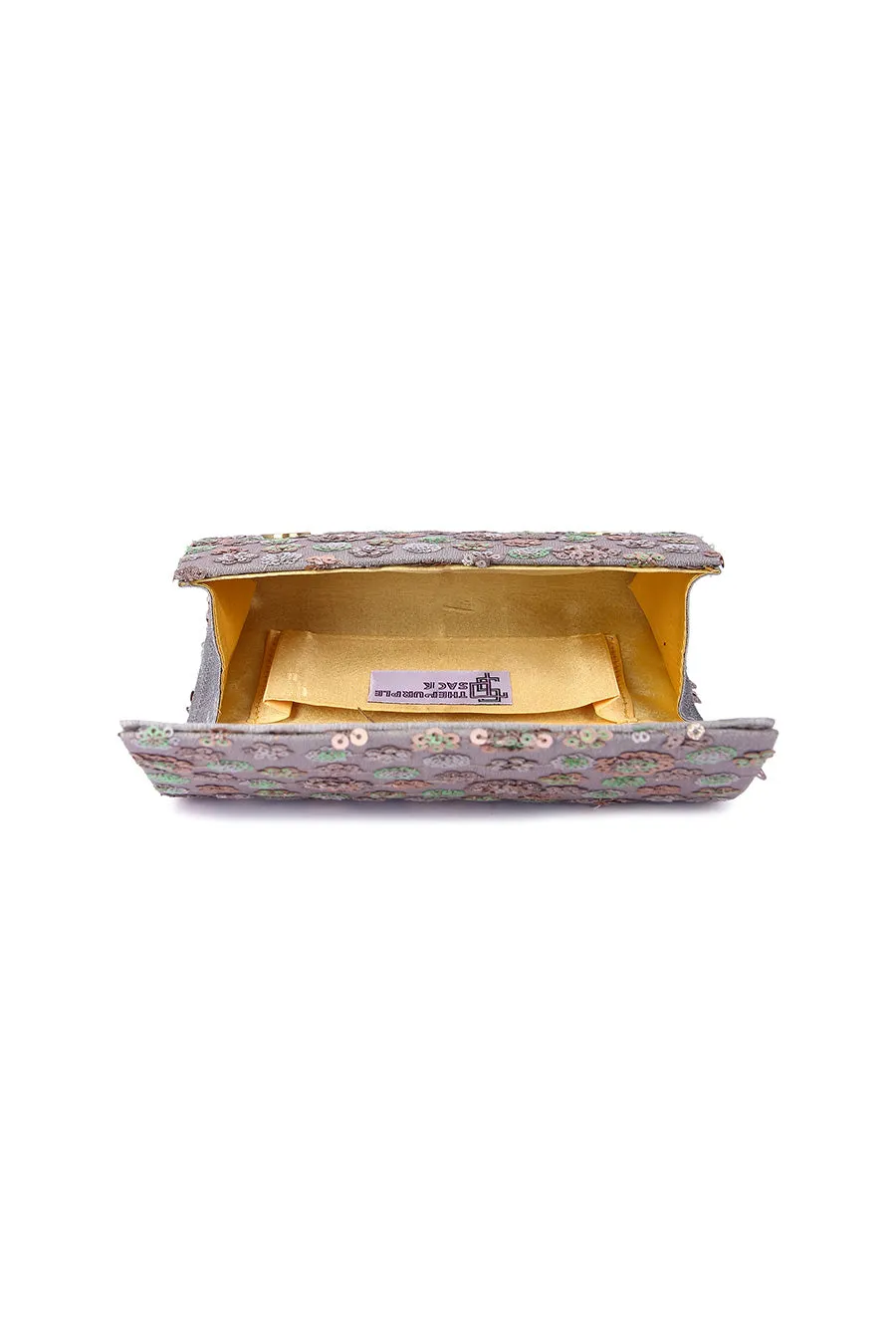 Silver Zeen Embroidered Clutch