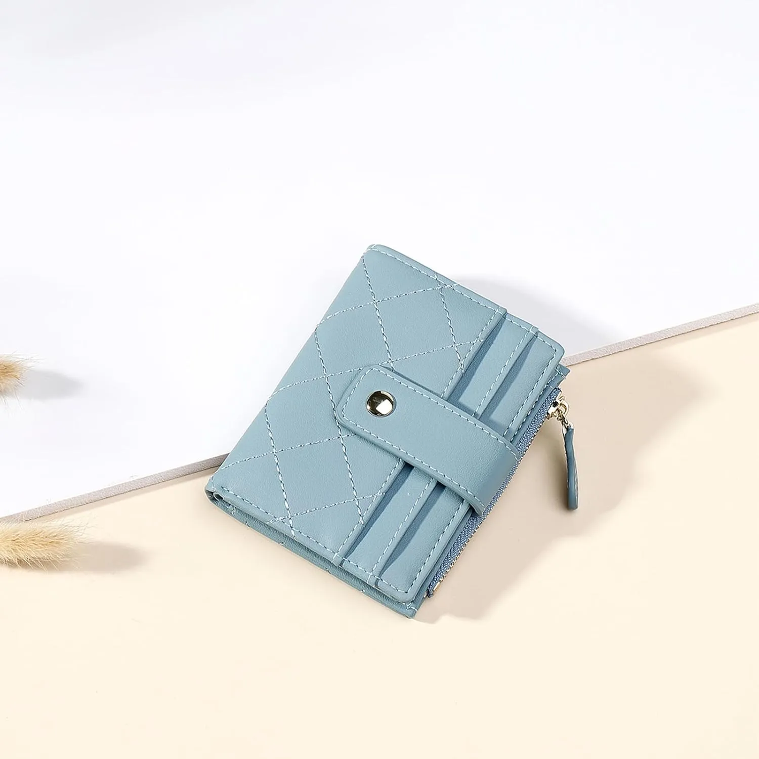 Small Wallet for Women Leather Card Holder Bifold Compact Wallets Purse With Zipper Coin Pocket