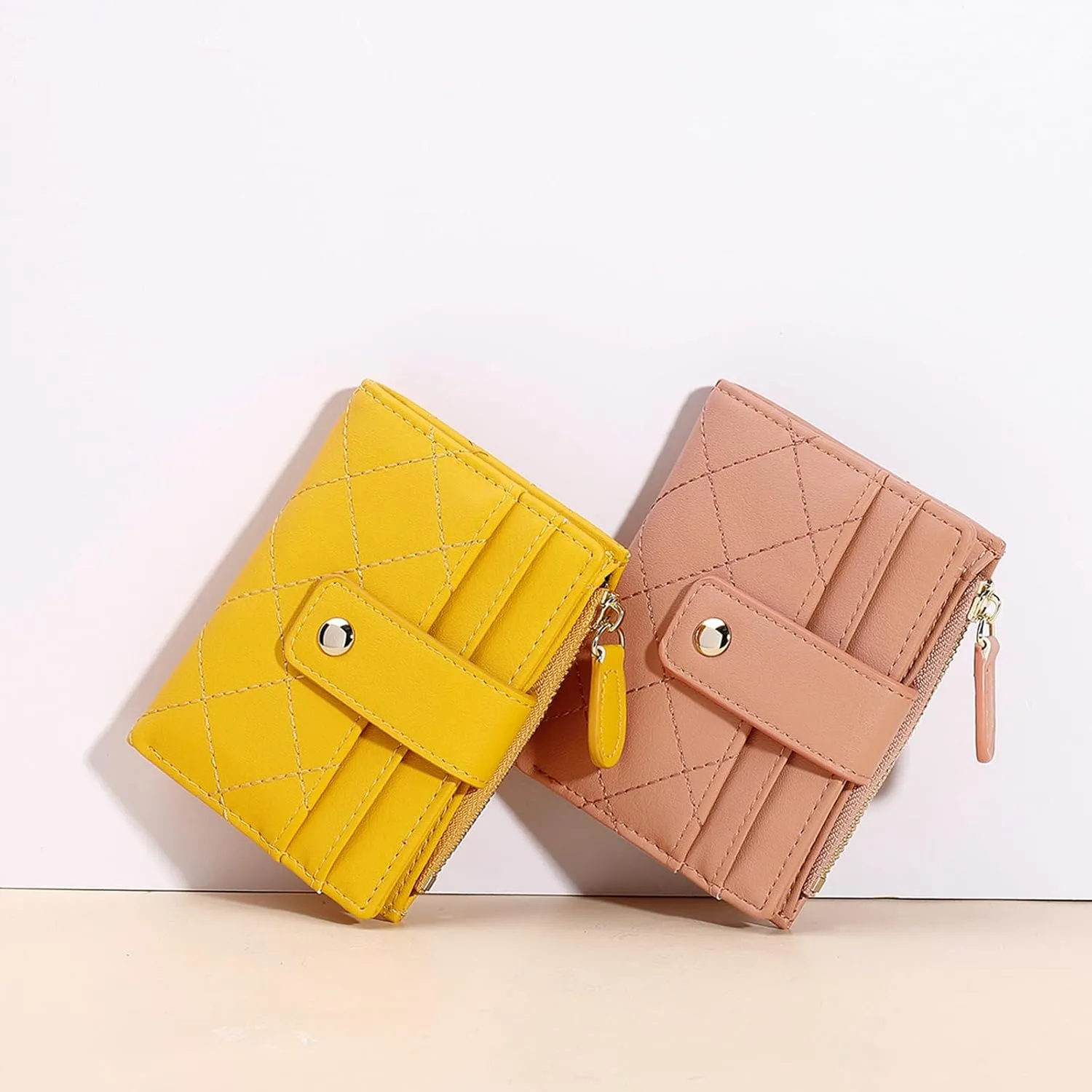 Small Wallet for Women Leather Card Holder Bifold Compact Wallets Purse With Zipper Coin Pocket