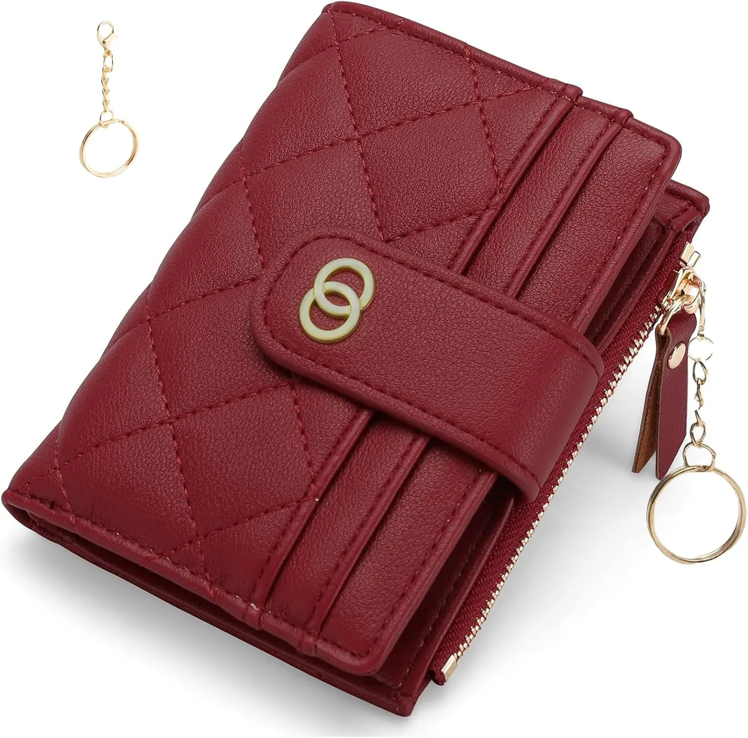 Small Wallet for Women Leather Card Holder Bifold Compact Wallets Purse With Zipper Coin Pocket