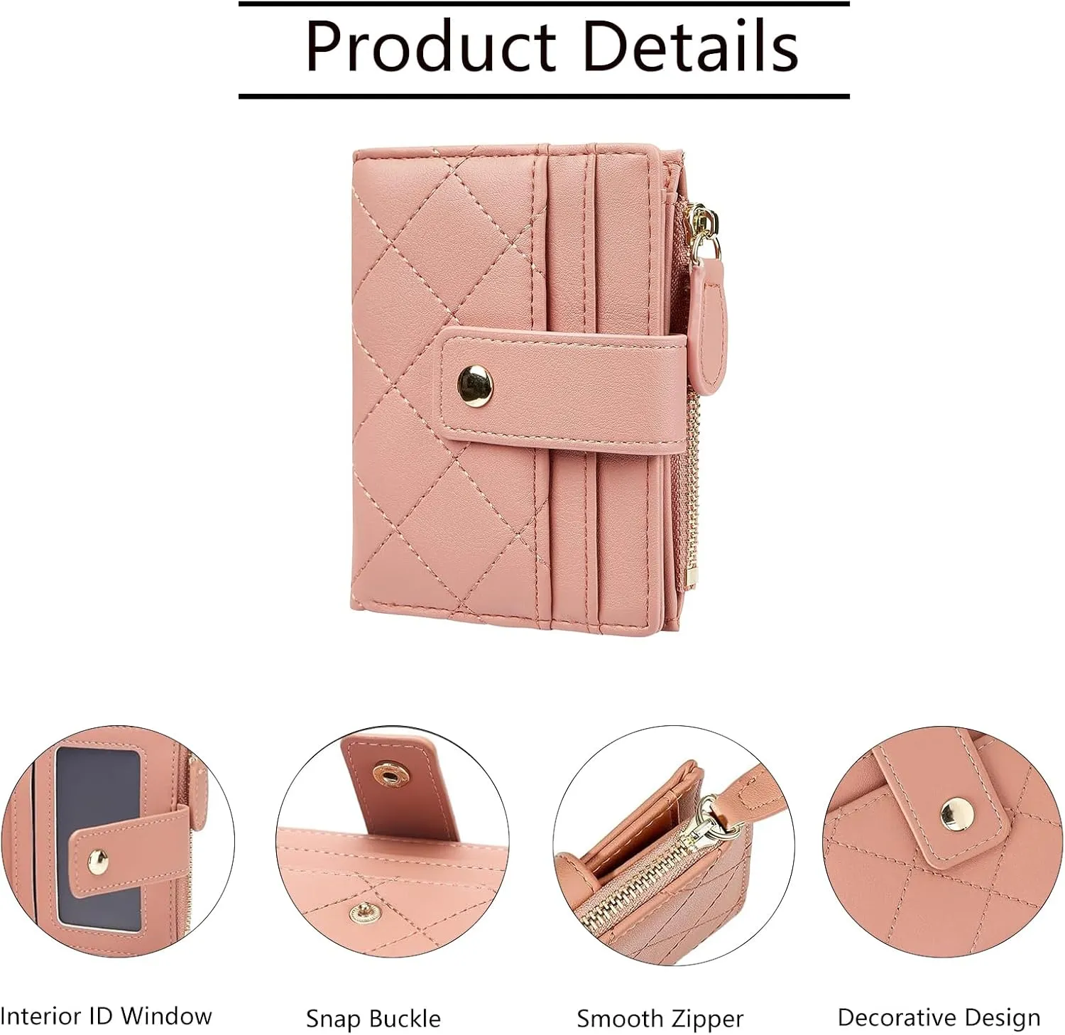 Small Wallet for Women Leather Card Holder Bifold Compact Wallets Purse With Zipper Coin Pocket