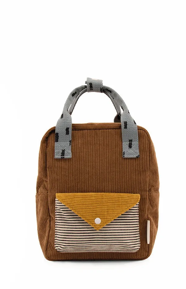 Sticky Lemon Corduroy Collection Envelope Small Backpack, Walnut Brown/Mari Gold/Steel Blue