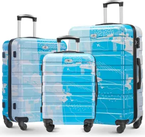 Suitour Luggage Sets 3 Piece Hardside Suitcase set with Spinner Wheels,Durable Lightweight Luggage with TSA Lock for Travel(20in/24in/28in)