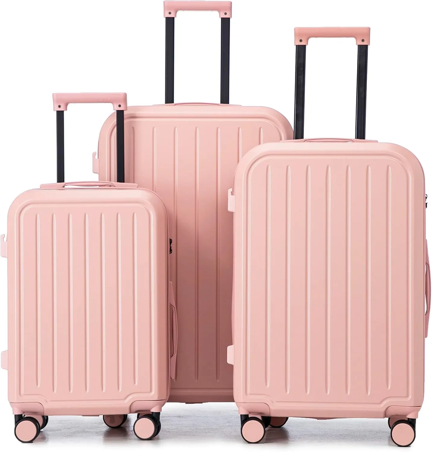 SVRCK 20/24/28in Spinner Wheel Luggage with USB Port and Cup Holder, Stylish Pink, Durable ABS Material