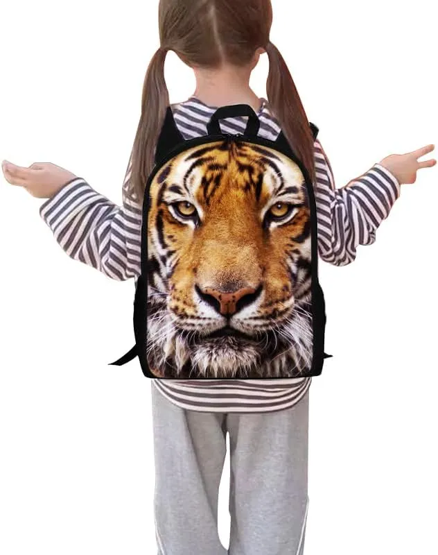 Tiger Backpack Youth Leisure School Bag Lunch Box Pencil and pencil Case 3-in-1 Set (Color 4)