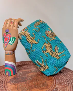 Tiger blue l Handmade Quilted Cotton Bag