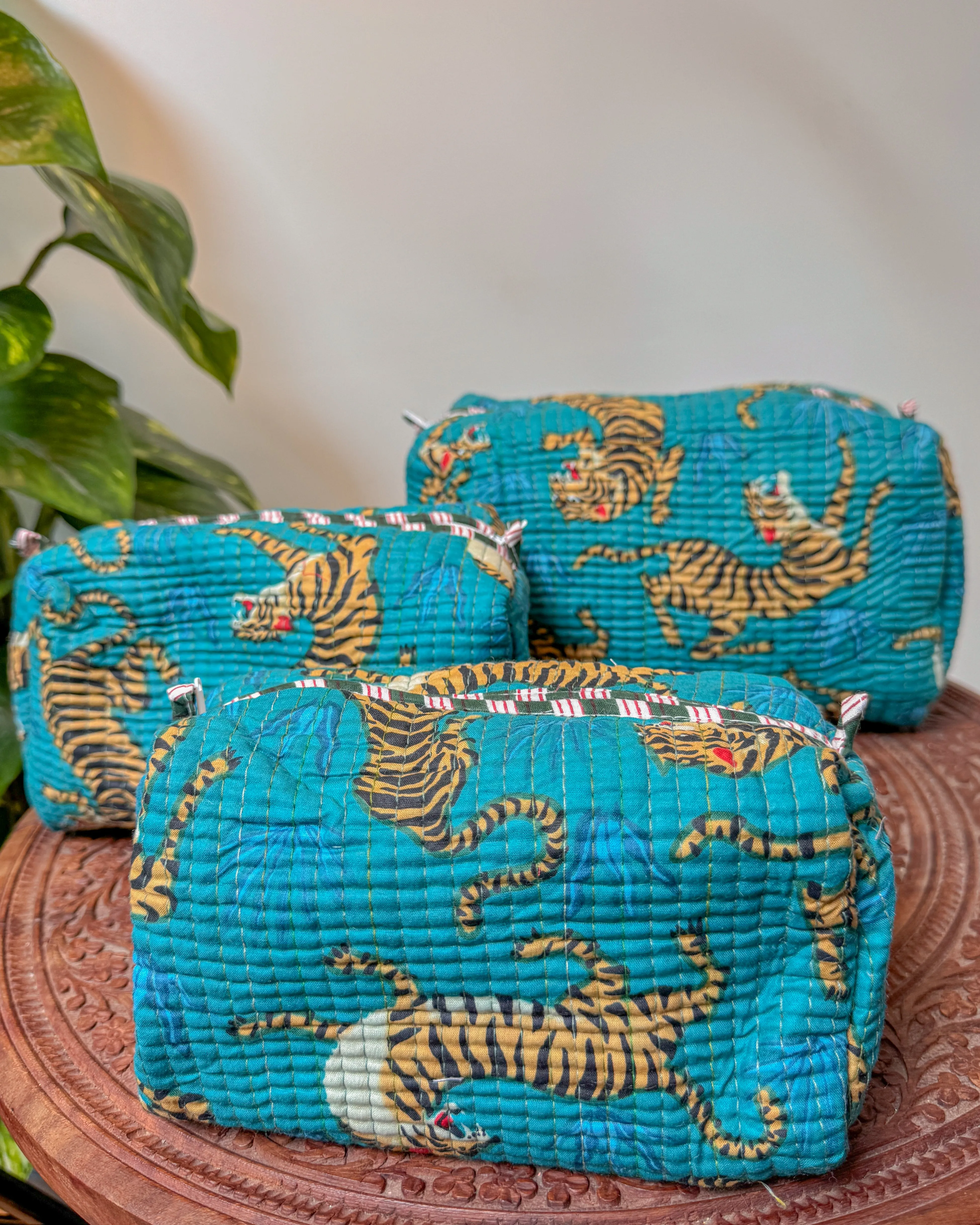 Tiger blue l Handmade Quilted Cotton Bag