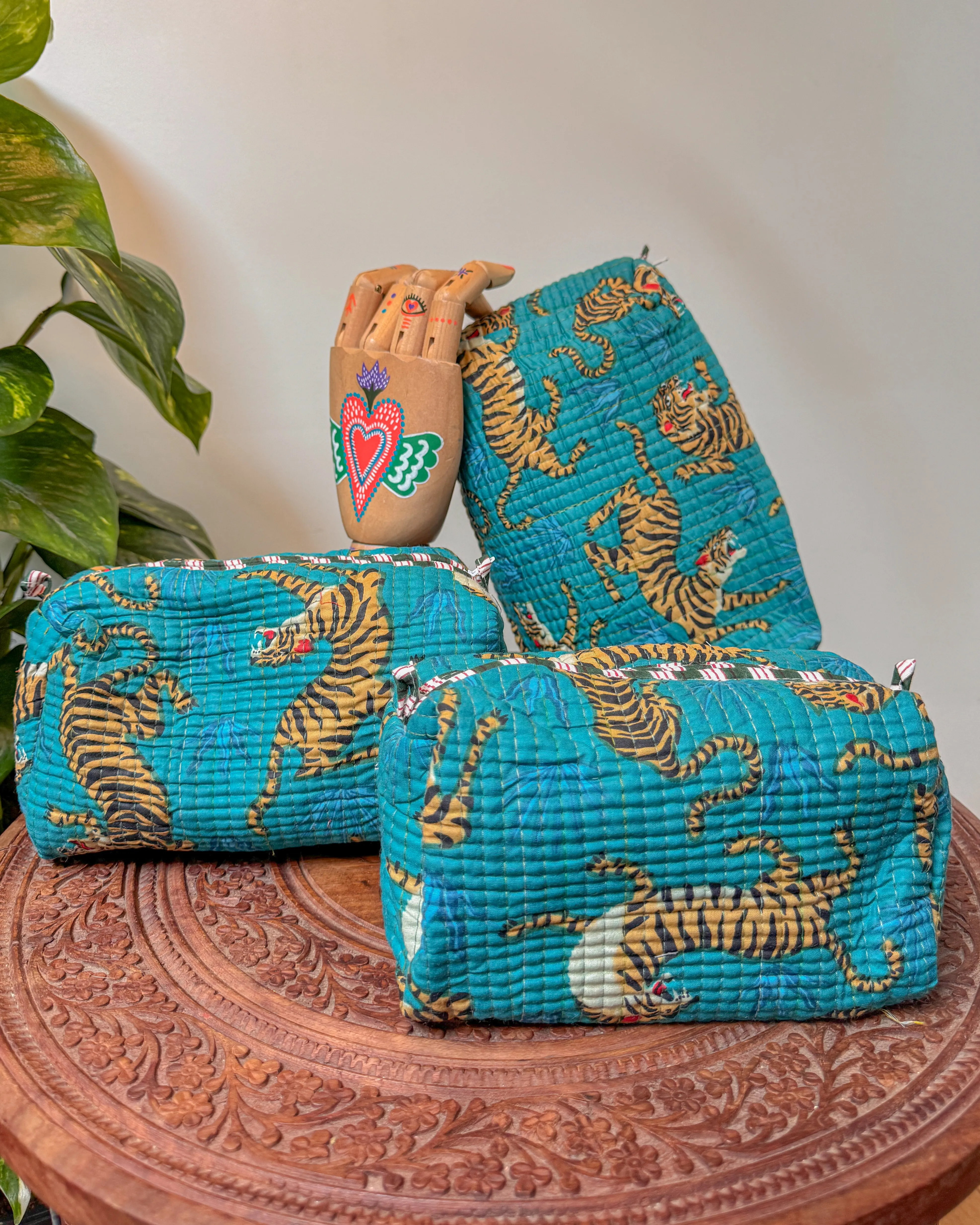 Tiger blue l Handmade Quilted Cotton Bag