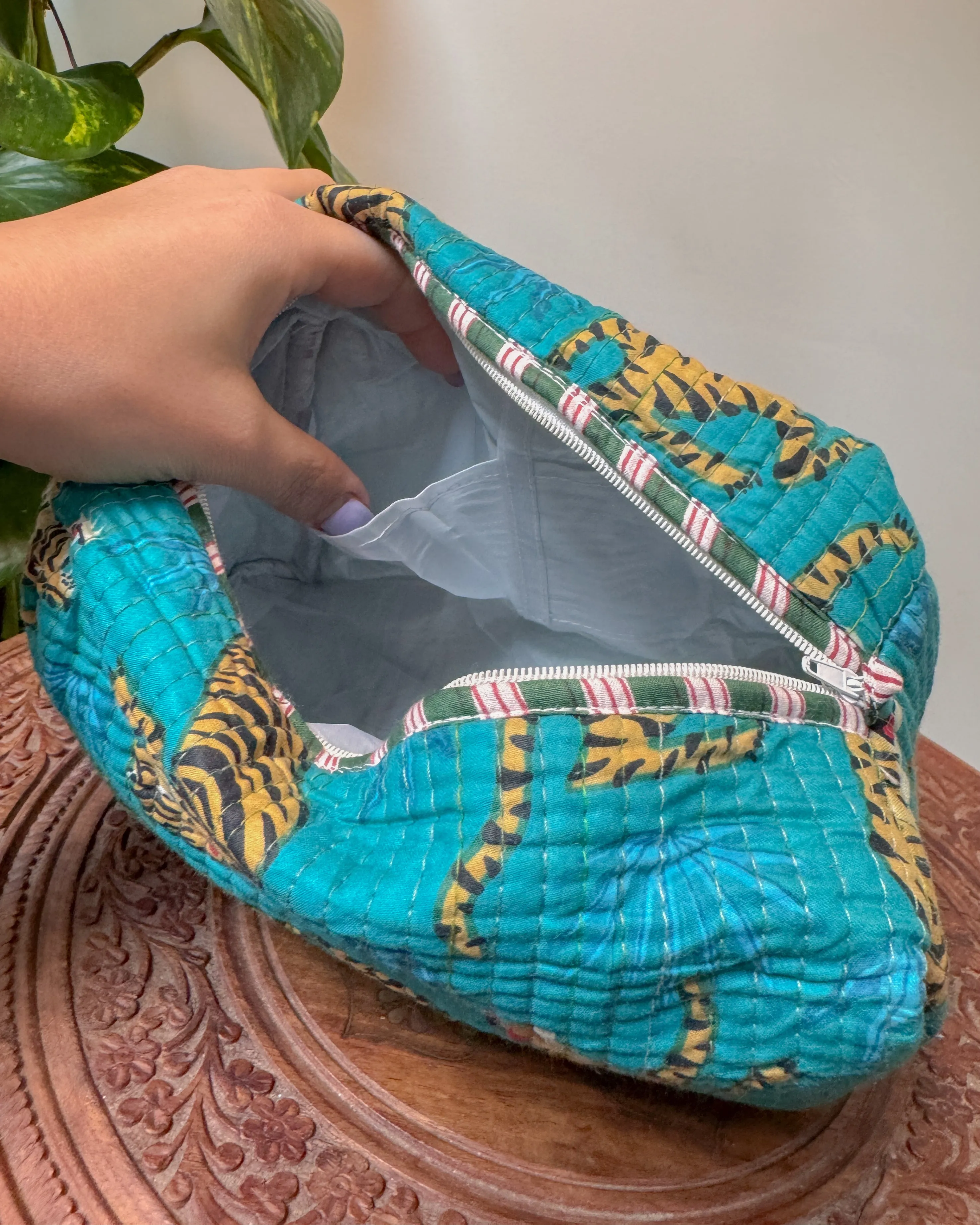 Tiger blue l Handmade Quilted Cotton Bag