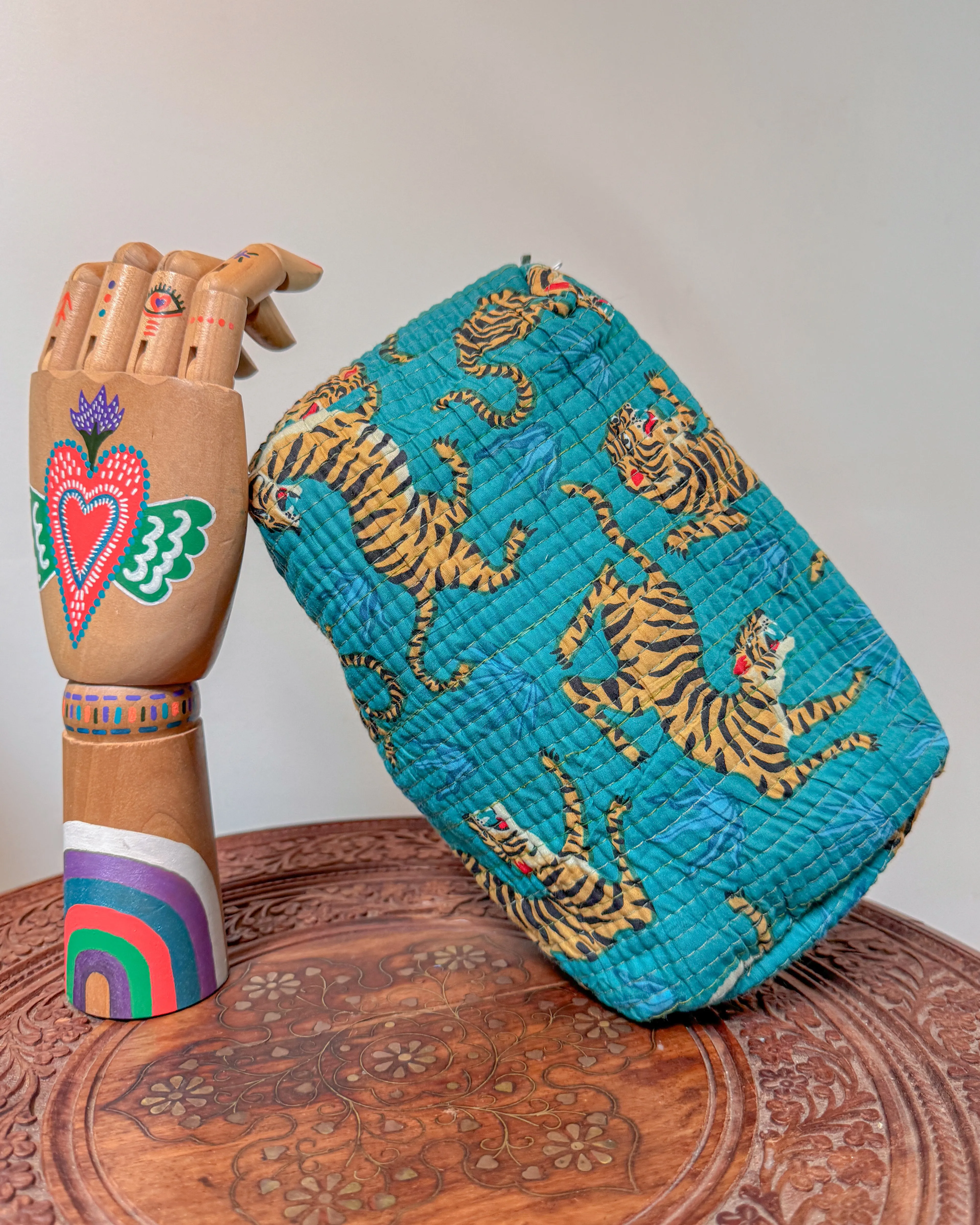 Tiger blue l Handmade Quilted Cotton Bag