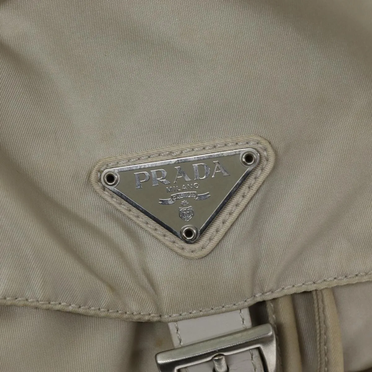 Trendy Inspired Prada Backpack Nylon Cream Auth 75340