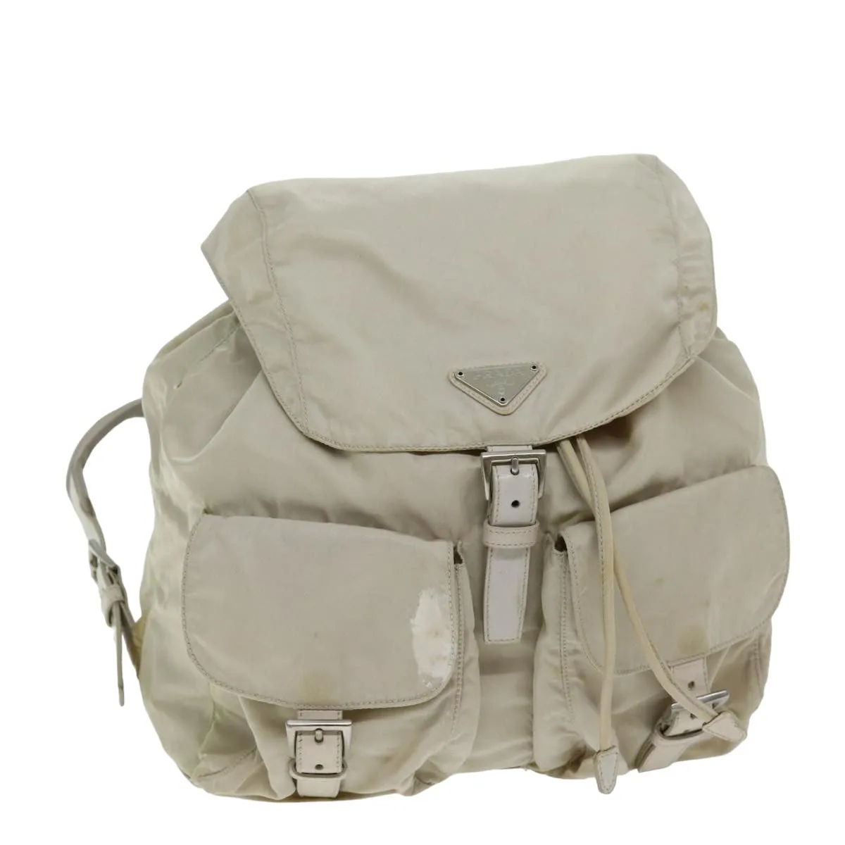 Trendy Inspired Prada Backpack Nylon Cream Auth 75340