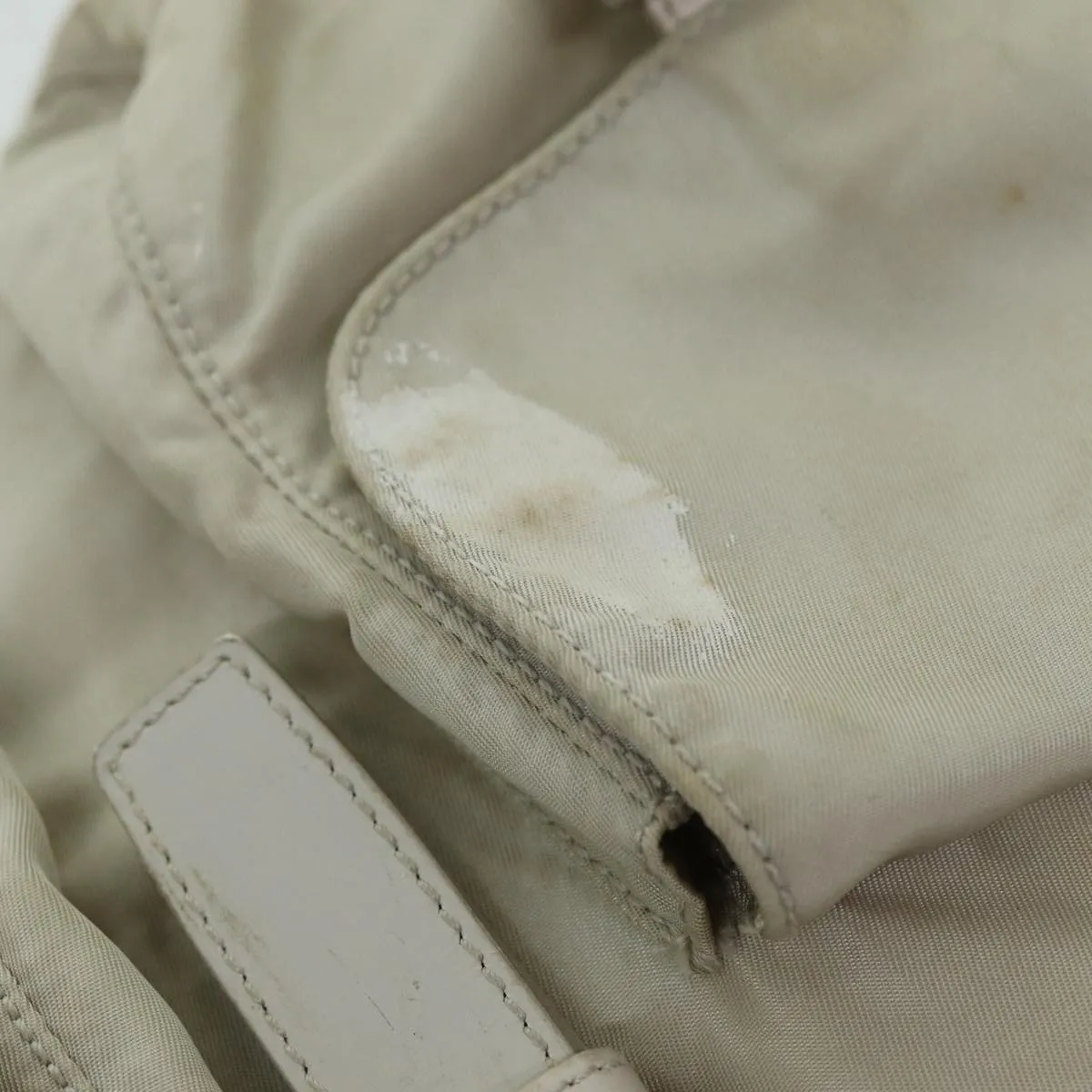 Trendy Inspired Prada Backpack Nylon Cream Auth 75340