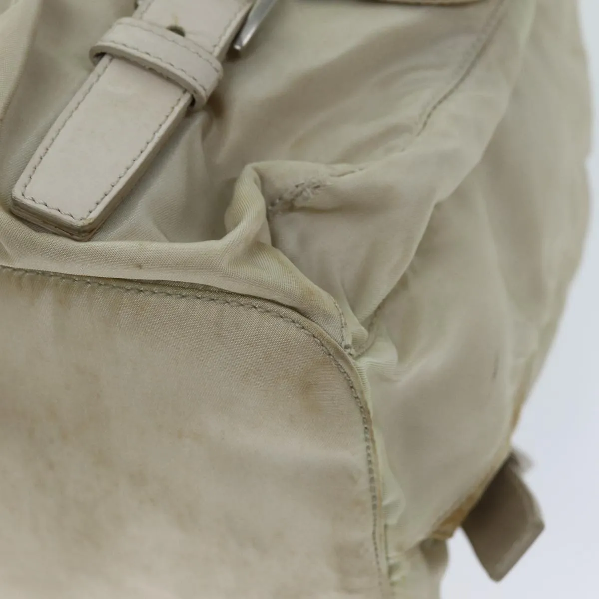 Trendy Inspired Prada Backpack Nylon Cream Auth 75340